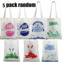 [5 Handbag Pack]Self Customize Easter Bags, Easter Basket With Bunny Element Design For Kids Easter Party (Random Pattern 5 Bags)