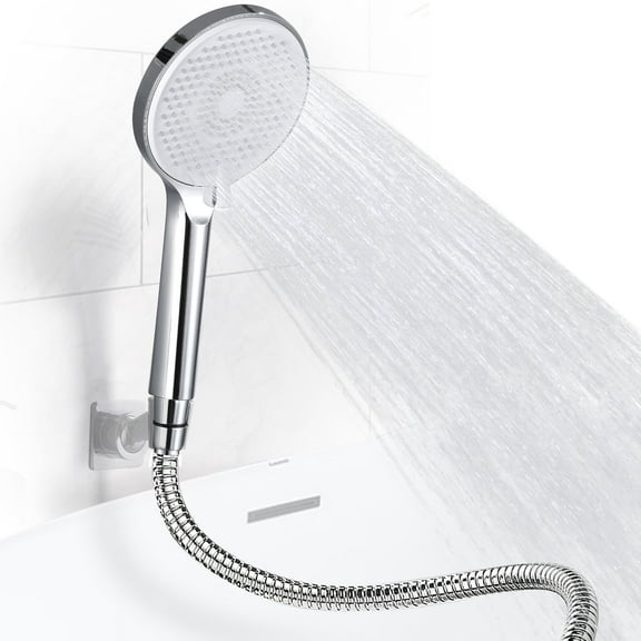 5" Handheld Shower Head with 71 Inche Hose, High Pressure 3 Mode Spray Showerhead, Extra Long Stainless Steel Metal Hose, Universal Bathroom Replacement Part, Polished Chrome