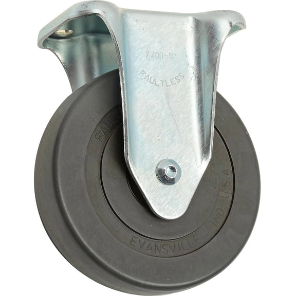 Medium Duty Rigid Plate Caster 5"" Hard Rubber Wheel 290 Lb. Capacity