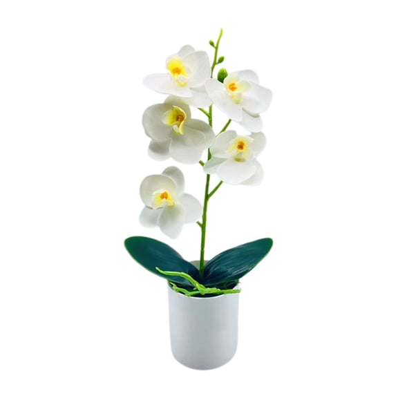 5-Head Artificial Phalaenopsis Orchid, Cosmug Fake Orchid Bonsai, Silk Orchid Plant, for Home Decoration, Tabletop Centerpiece, Kitchen Decor, Living Room Arrangement, White