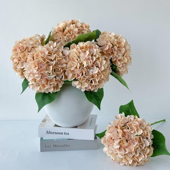 5 Heads Artificial Hydrangea Fake Flowers, Real Touch, Faux Plants Fake Hydrangea Flowers for Spring Summer Indoor Outdoor Home Table Wedding Decoration