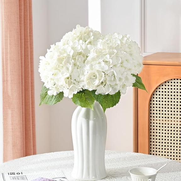 5 Heads Artificial Hydrangea Fake Flowers, Real Touch, Faux Plants Fake Hydrangea Flowers for Spring Summer Indoor Outdoor Home Table Wedding Decoration