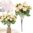 thumbnail image 1 of 5 Heads Silk Roses Artificial Flowers Fake Long Stem Roses for DIY Wedding Bouquet Home Decoration,Champagne, 1 of 9