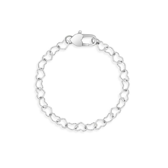 5" Heart Link Chain Baby/Toddler Bracelet - Sterling Silver