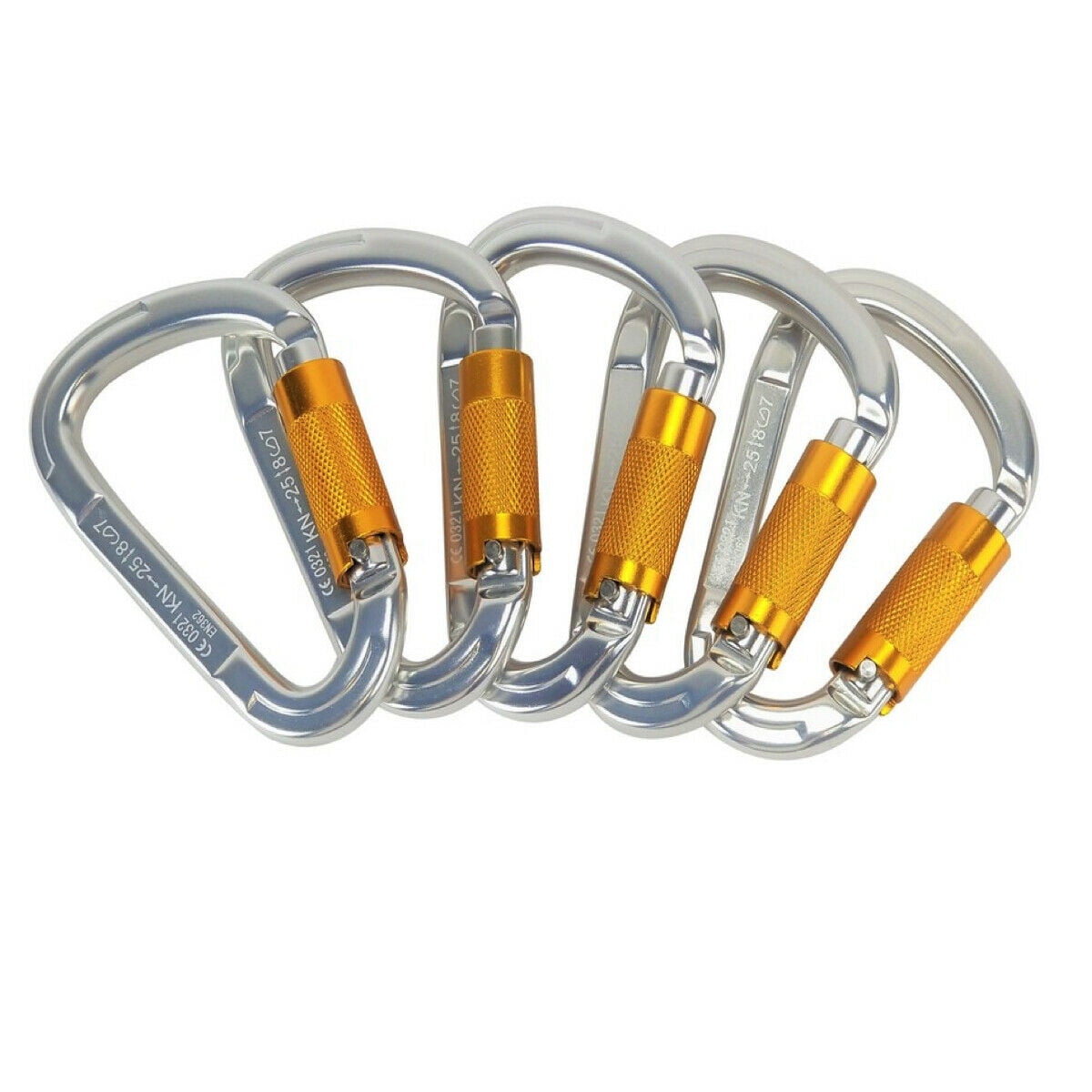 5 Heavy Duty Climbing Twist Gate Auto Locking Aluminum D Ring 25kn Carabiner Hammock Clips