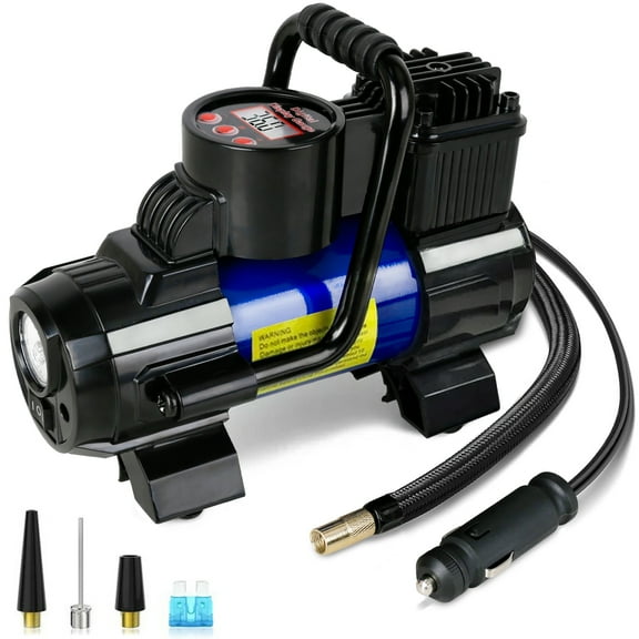 5 Heavy Duty Portable 12V 1 Car Tire Inflator Pump Air Compressor 120W 150 PSI, Blue