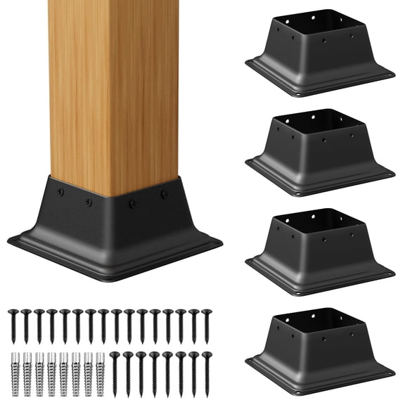 5 Heavy Duty Steel Brackets, 4x4 Base Deck Cover Fit Standard Wood Anchor Sleeves
