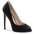 thumbnail image 1 of 5" Heel, 1/4" PF Peep Toe Pump - Blk Leather, 12, 1 of 2