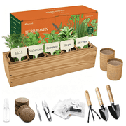 5-Herb Garden Planter Indoor Set with Wooden Box   Kitchen Starter Kit Featuring Dill, Cilantro, Oregano, Sage & Chives   Perfect Birthday, Mothers Day or Housewarming Gardening Gift