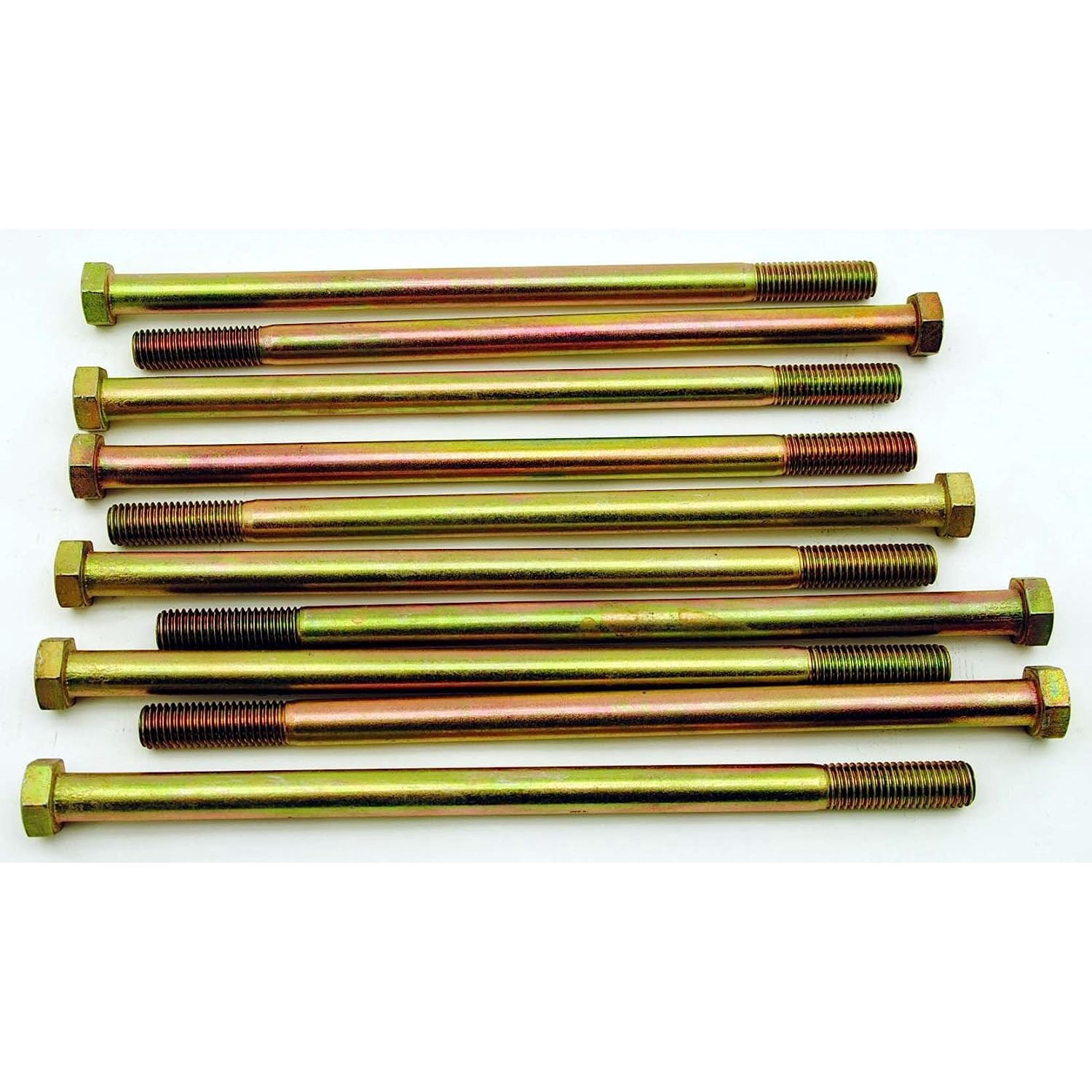 Lot Of 10 Grade 8 Hex Bolts - 5/8-11 X 6.5 Inch, Yellow Zinc Finish
