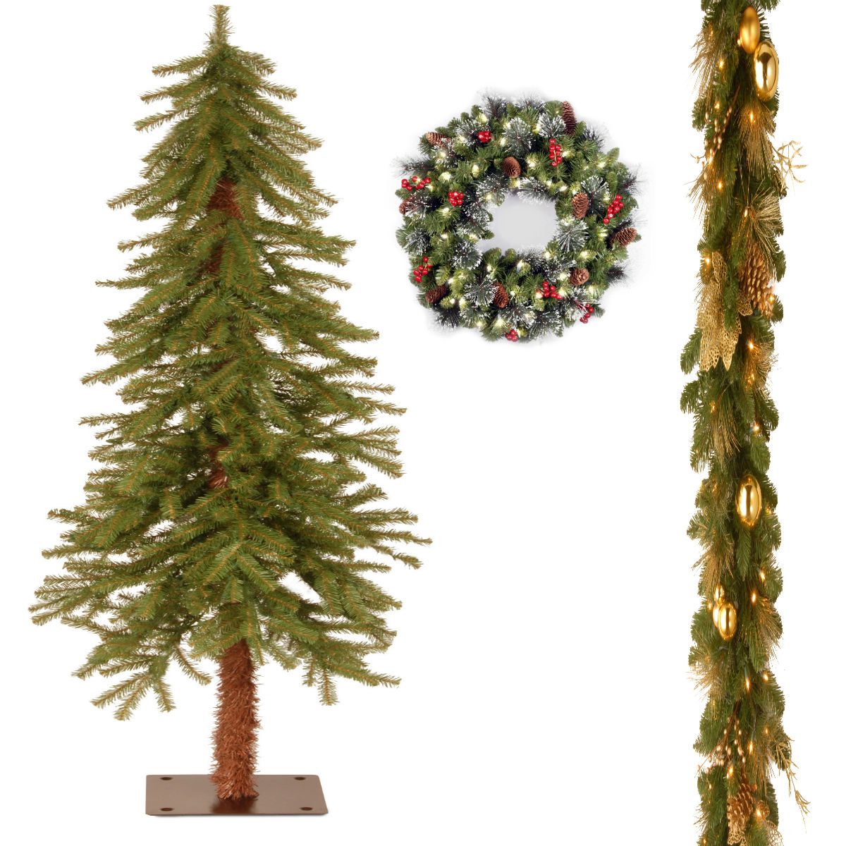 5' Hickory Cedar Tree with 6' x 12" Decorative Collection Elegance