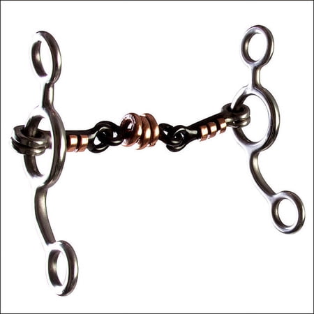 5" Hilason Black Steel Tack Horse Curb Bit Built-Up Copper Stripe