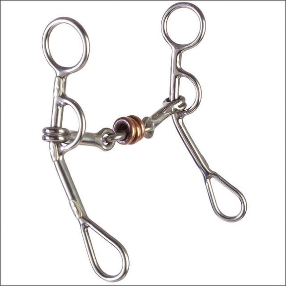 5" Hilason Stainless Steel Horse Tack Curb Bit 3-Pc Mouth Copper Rings