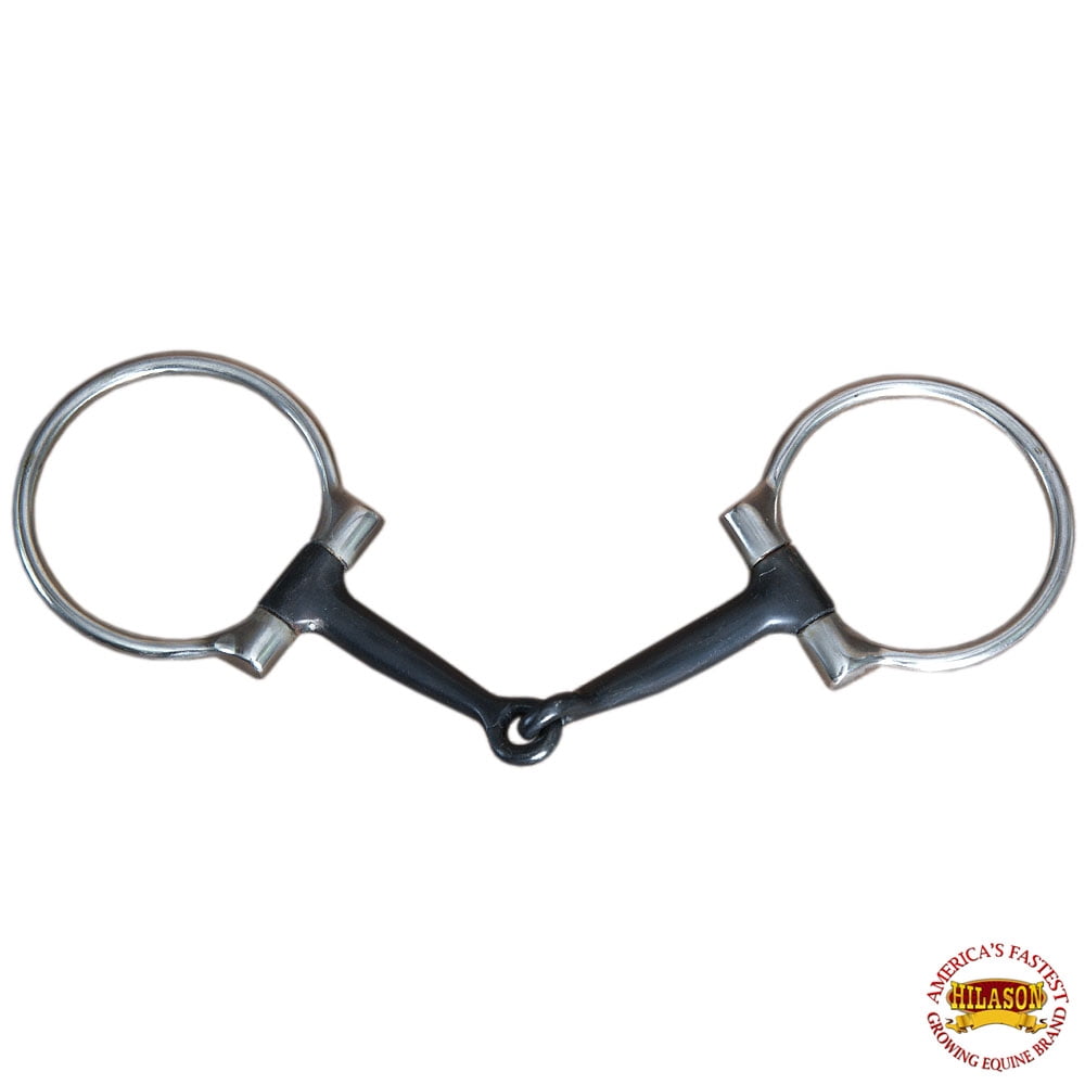 Morso Per Cavalli HILASON 5" In Acciaio Inox - Snaffle Bit Bocca Equina Con Barre - Colore Nero