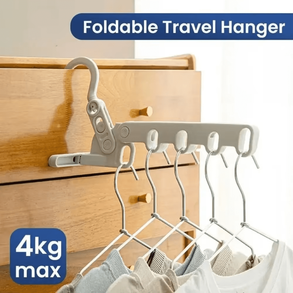 5 Hole Folding Clothes Hanger Hanging Rack Stand Heavy Duty With Clips Organizer For Babies Wall Stick Rod Support Travel Hooks Hotel