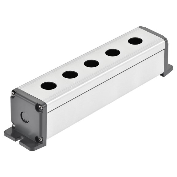 5 Holes 16mm Aluminum Switch Button Station Boxes with a PG7 Cable Gland and Mounting Base