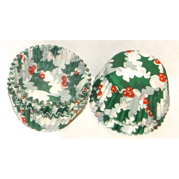#5 Holly Print Paper Candy Cup Cups 150 Pack Candy Making Supplies