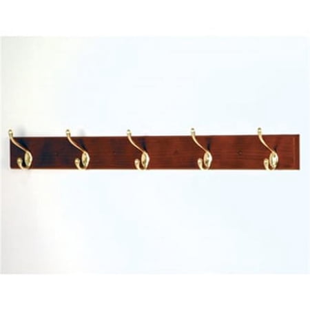 5 Hook Coat Rack in Mahogany - Brass