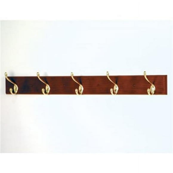 5 Hook Coat Rack in Mahogany - Brass