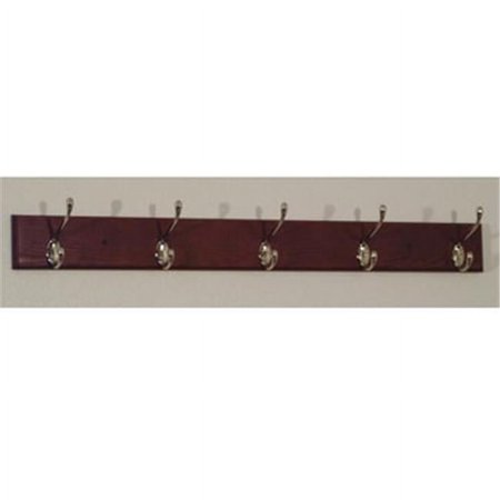 5 Hook Coat Rack in Mahogany - Nickel