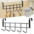 thumbnail image 1 of 5-Hook Over The Door Organizer, Silver Metal Hanger for Bathroom & Closet - Space Saving Towel, Coat & Bag Holder(Black - 5cm Extra-Wide), 1 of 6