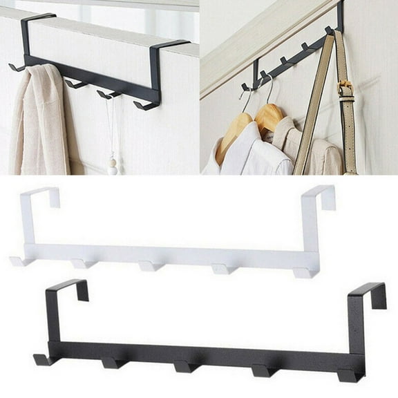 5 Hooks Over The Door Organizer Rack For Home Bathroom Living Room Kitchen, Wall-Mounted Hanger For Clothes Coat Hat Towel, Space-Saving Design With Easy Installation And Sturdy