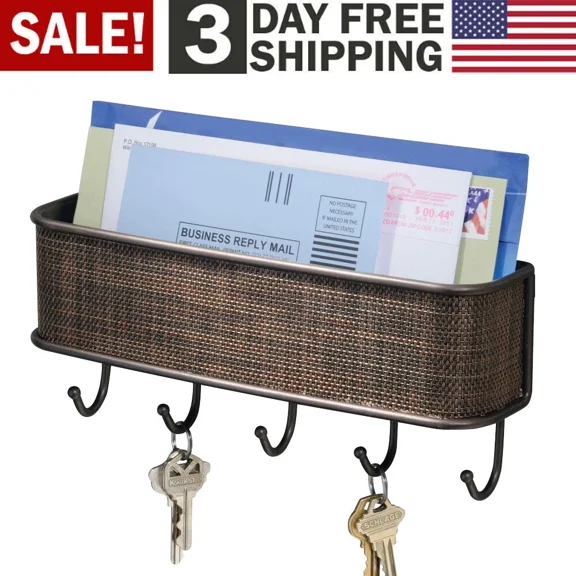 5 Hooks Wall Mount Key Bag Towel Rack Hanger Holder Coat Robe Hat Clothes Rack