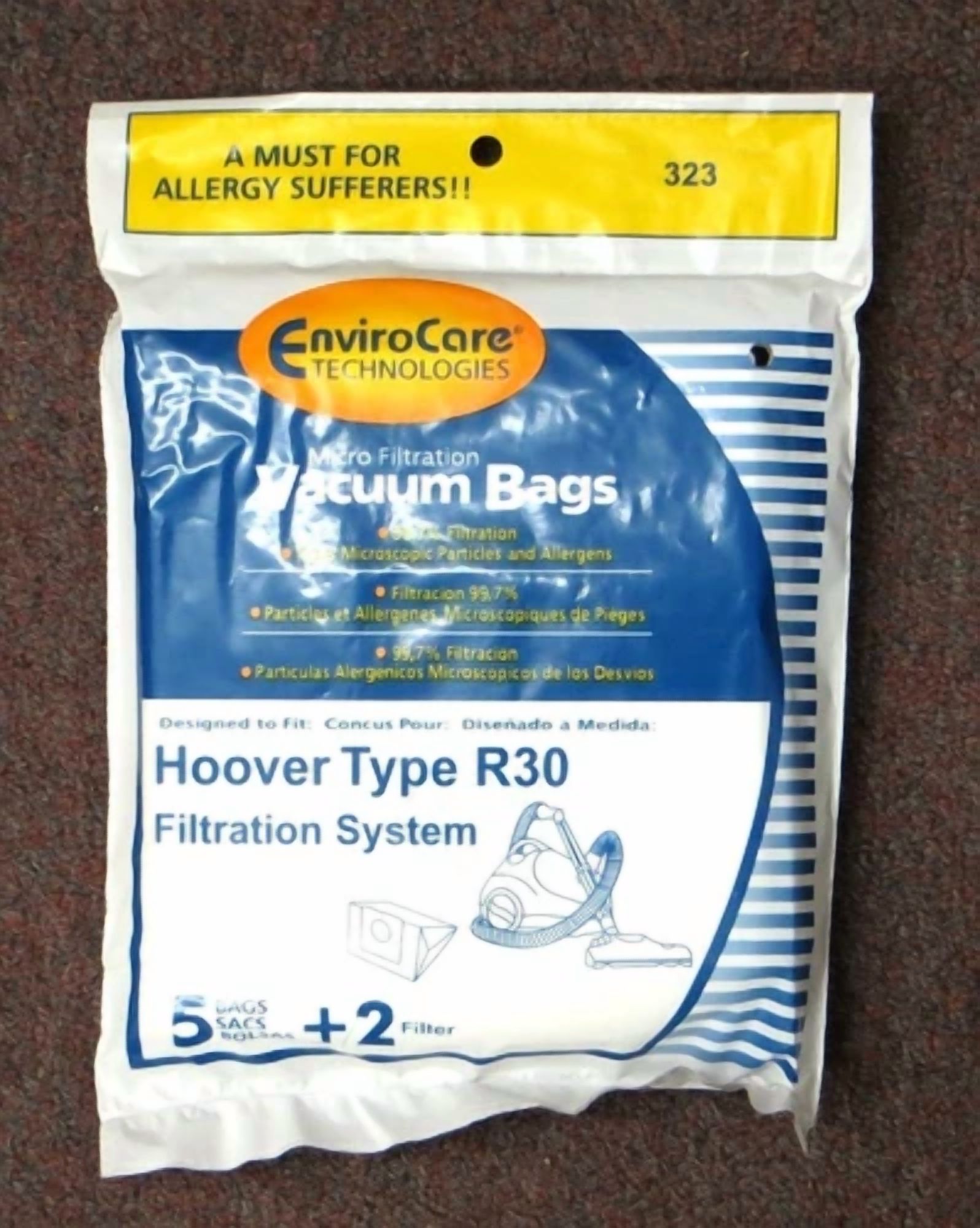 5 Hoover Type R30 Vacuum Bags + 2 Filters For 40101002 S1361