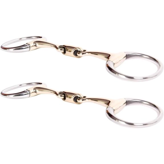 5" Horse Tack Bit with Chain Low Port Mouth Stainless Steel Horse Chewing Mouth Roller - 2PCS