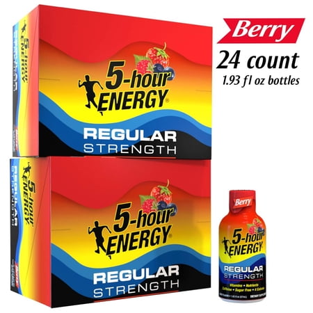 5-Hour ENERGY Shot, Regular Strength Berry, (1.93 Oz., 24 Ct.)