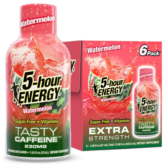 5-Hour Energy Shot, Extra Strength Watermelon Flavor, 6 Count