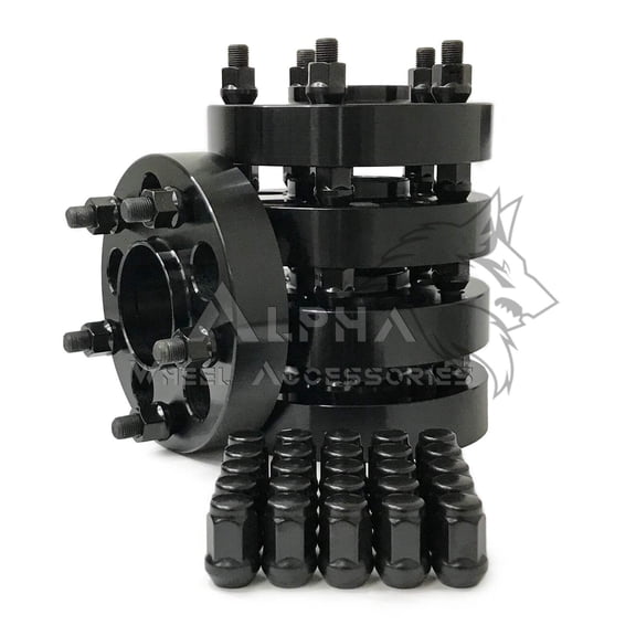 5 Hub Centric Wheel Adapters 5x4.5 to 5x5 Adapt Jeep Jk Wheels On YJ TJ KK SJ MJ + 25 Black Lug Nuts