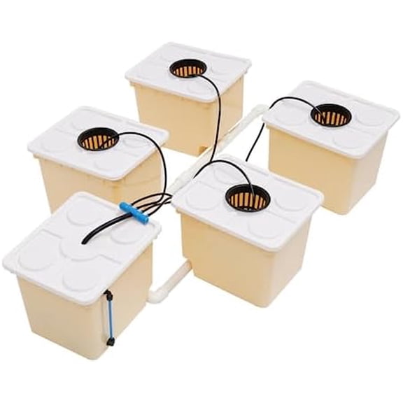 5 Hydroponic Buckets Kit for Plants, Top Feed Drip Hydroponics Growing System for Herbs/Tomato/Vegetables, DWC System with Submerged Pump (Complete Indoor Hydroponic Gardening Supplies)$$Garden &