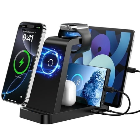 Wireless Charger Compatible for iPhone - 5 in 1 Charging Station for Multiple Devices: 36W Fast Charging Dock Compatible for iPhone 17 16e 16 15 14 13 12 Pro Max iWatch Samsung Tablets iPad, Gifts