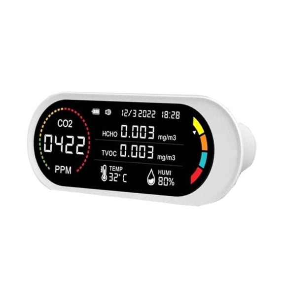 5-In-1 Air Quality Monitor Gas Detector For Formaldehyde TVOC Temperature Humidity CO CO2