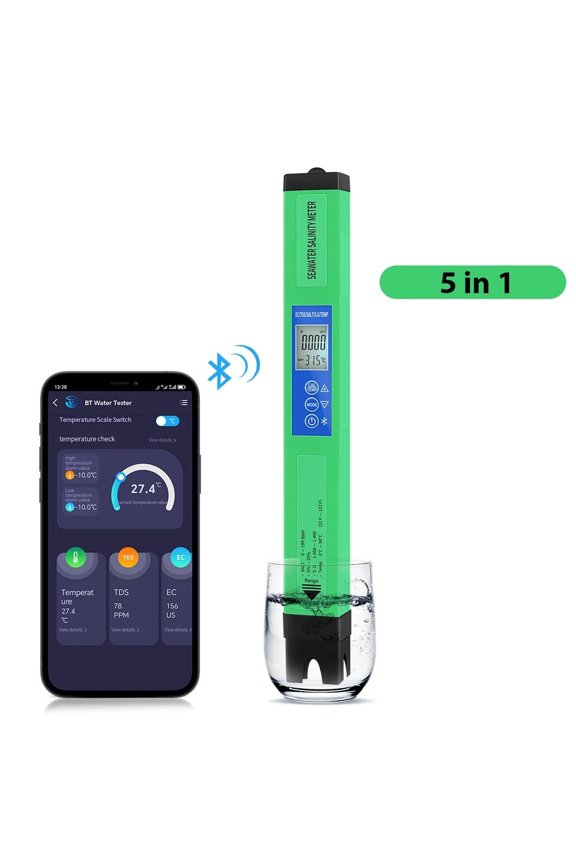 5 In 1 Bluetooth PH Meter TDS EC Salinity SG Temperature PH Tester Digital Water Quality Monitor For Aquarium Pool Laboratory ,Multifunctional
