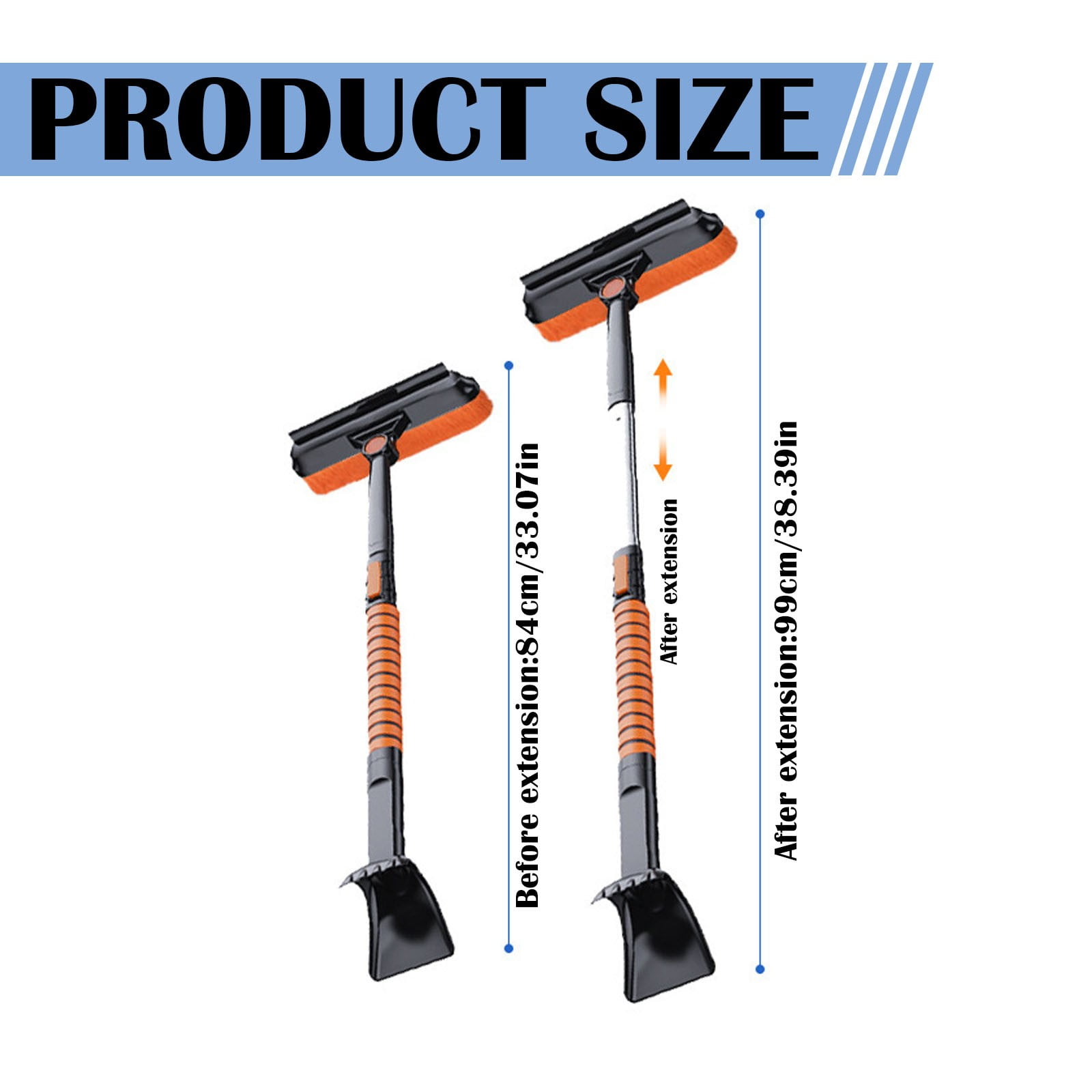 A 5-In-1 Car Snow Removal Kit Ice Scraper And Extendable Brush Emergency Shovel With Grip 180° Pivoting Brush Head Scraper For Cars Trucks Suvs Vehicle