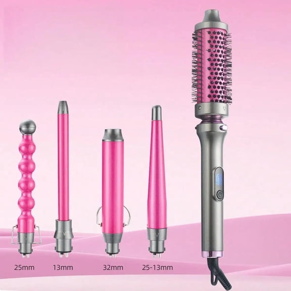 5-In-1 Curling Iron With Multi-Size Replaceable Heads, Multifunctional Hair Styler, Ideal For Creating Big Waves, Egg Roll Curls And Wool Curls.