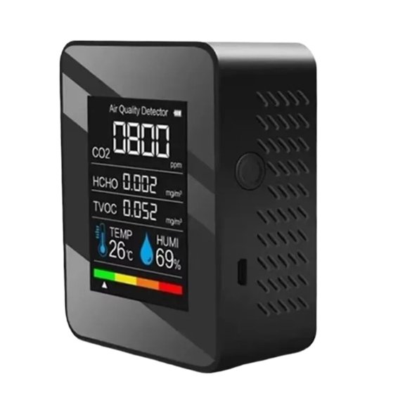 5 In 1 Digital Air Quality Monitor Humidity And Temperature Monitor CO2 Tester LCD