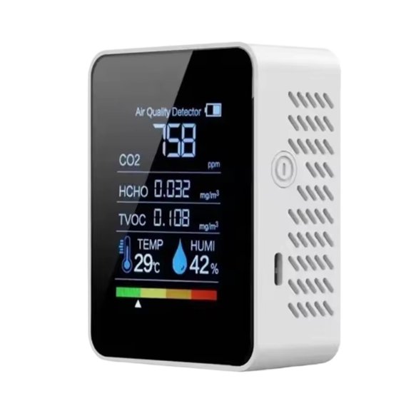 5 In 1 Digital Air Quality Monitor Humidity And Temperature Monitor CO2 Tester LCD