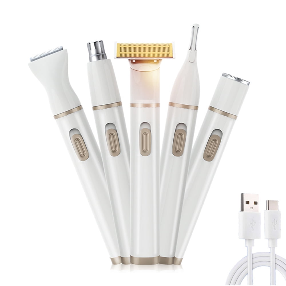 5 In 1 Electric Shaver Hair Removal For Ladies Bikini Trimmer Epilator Painless Razor For Body Face Eyebrow Arms Legs Pubic Hair