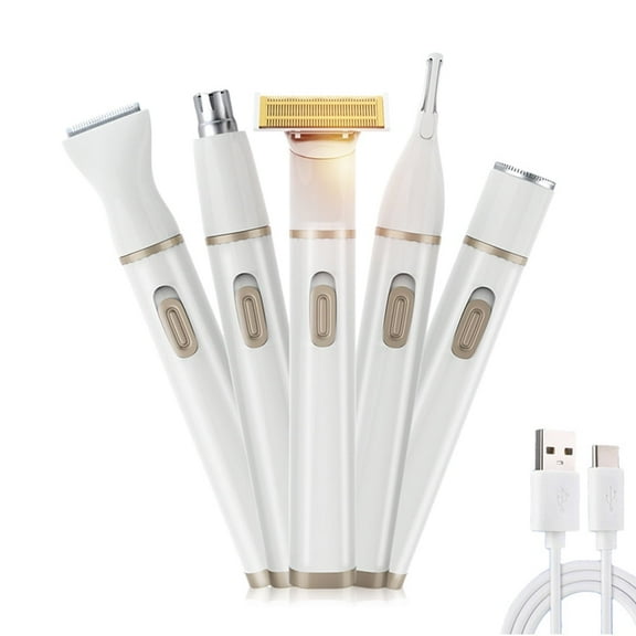 5 In 1 Electric Shaver Hair Removal For Ladies Bikini Trimmer Epilator Painless Razor For Body Face Eyebrow Arms Legs Pubic Hair