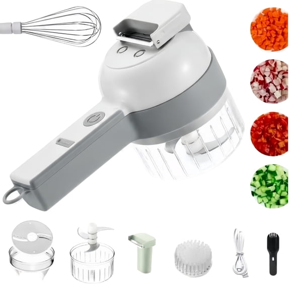 5-In-1 Handheld Electric Mini Food Chopper, Wireless Vegetable Cutter & Slicer, Multi Blade Chopper Electric Hand Held, Compact Kitchen Prep Tool for Garlic Veggies Eggs Salad