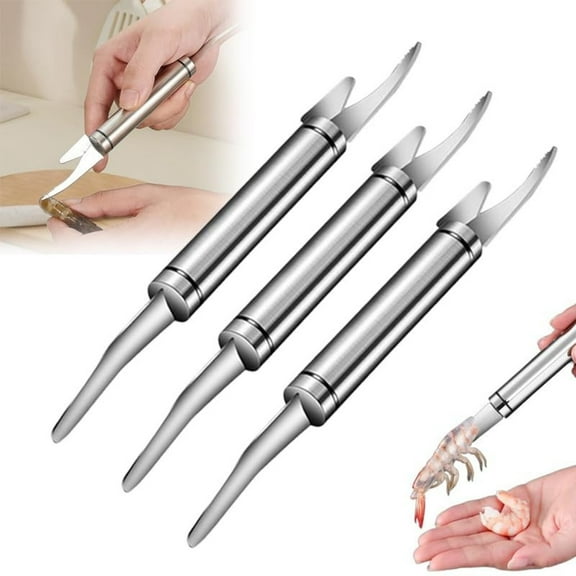 5 In 1 Multifunctional Shrimp Line Belly Knife, Stainless Steel Shrimp Line Scale Removal Knife, Portable Shrimp Line Peeling Knife, Kitchen 3pcs