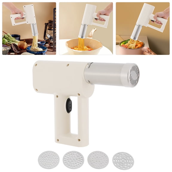 5-In-1 Pasta Machine, 50W 7.4V Electric Noodle Machine for Kitchens, 0.44lbs Portable Handheld Pasta Maker
