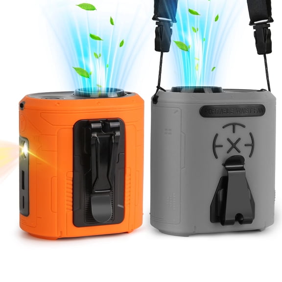 5 In 1 Portable Waist Clip Fan With 5 Speeds Flashlight 10000mAh Battery Operated Personal Wearable Turbo Belt Fan Hands-Free Neck Fan For Camping