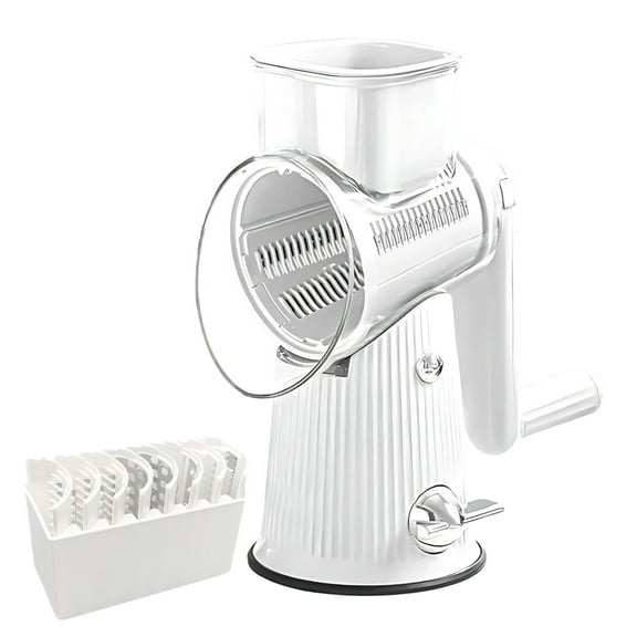 5 In 1 Rotary Food Grater With Handle And Replaceable Stainless Steel Blades For Cheese Vegetables Manual Slicing Shredding