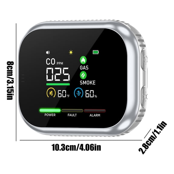 5-In-1 Smoke And Gas Detector, Digital Display Home Safety Monitor