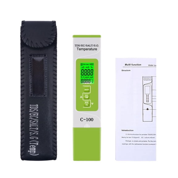 5 In 1 TDS/EC/ Salinity/S.G./Temperature Meter Portable Pen Type PH Meter Aquarium Swimming Pool Water Quality Tester ,Accurate - C-100_X