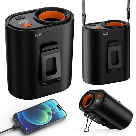 5‑In‑1 Waist Clip Fan 10000 MAh Power Bank 10‑Speed Brushless Motor Type‑C Fast Charge 4‑5H 12‑15H Runtime Dual Air Intake Drop‑Proof Shell For Neck Waist Back Table Use